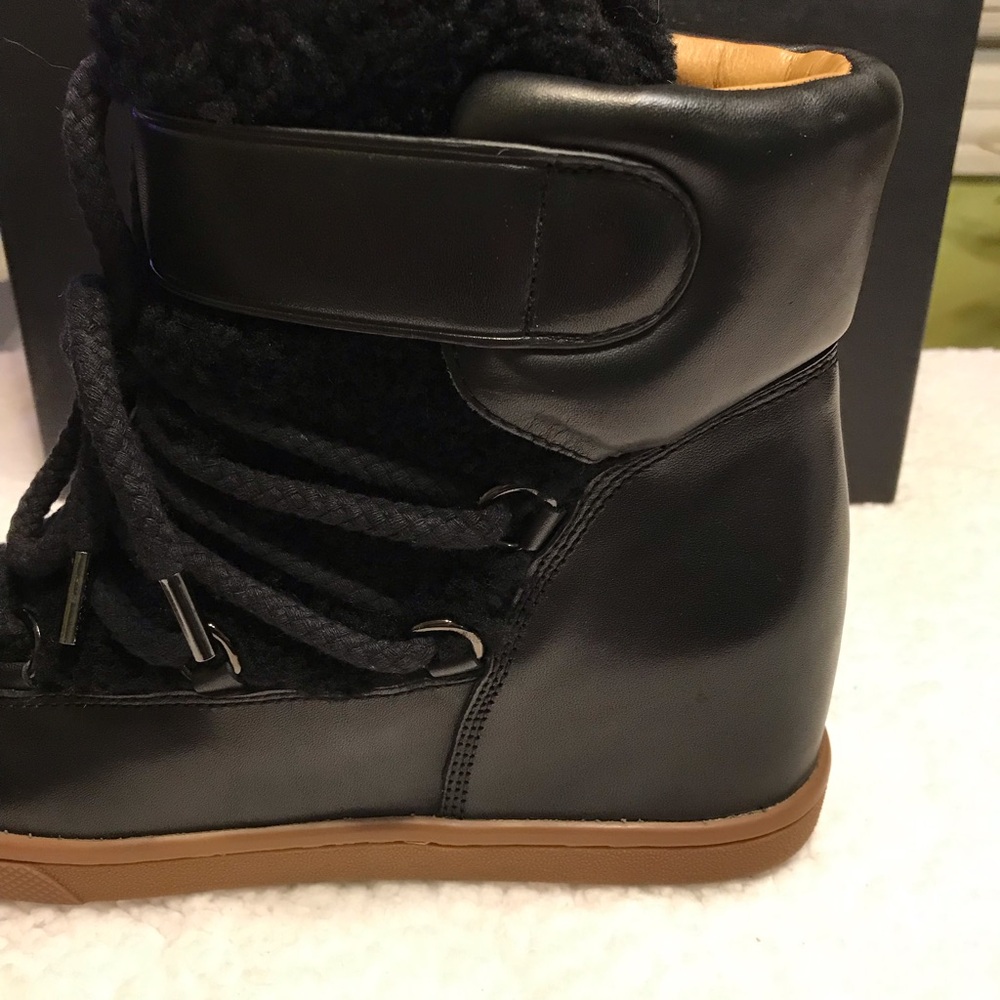 Coach Monroe Shearling Women’s Black Leather Boots Size 9.5B NIB - Picture 4 of 9